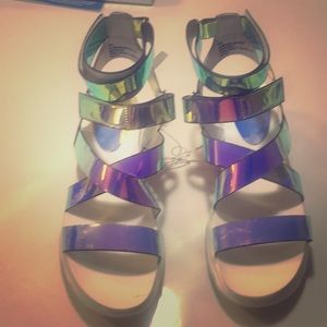 Iridescent Gladiator Sandals Wild Fable
